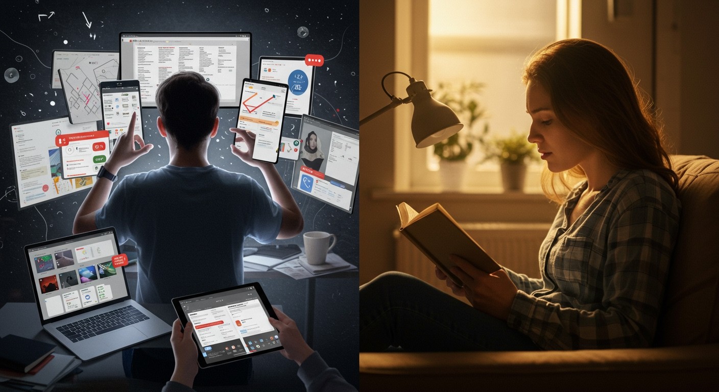 A multitasking csökkenti a figyelem minőségét és hatékonyságát.