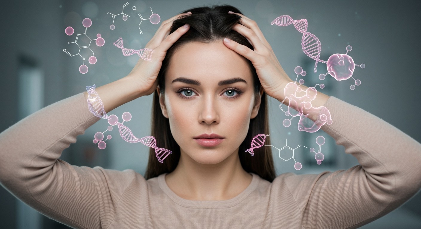 A PMDD hormonális és genetikai tényezők összetett hatása.