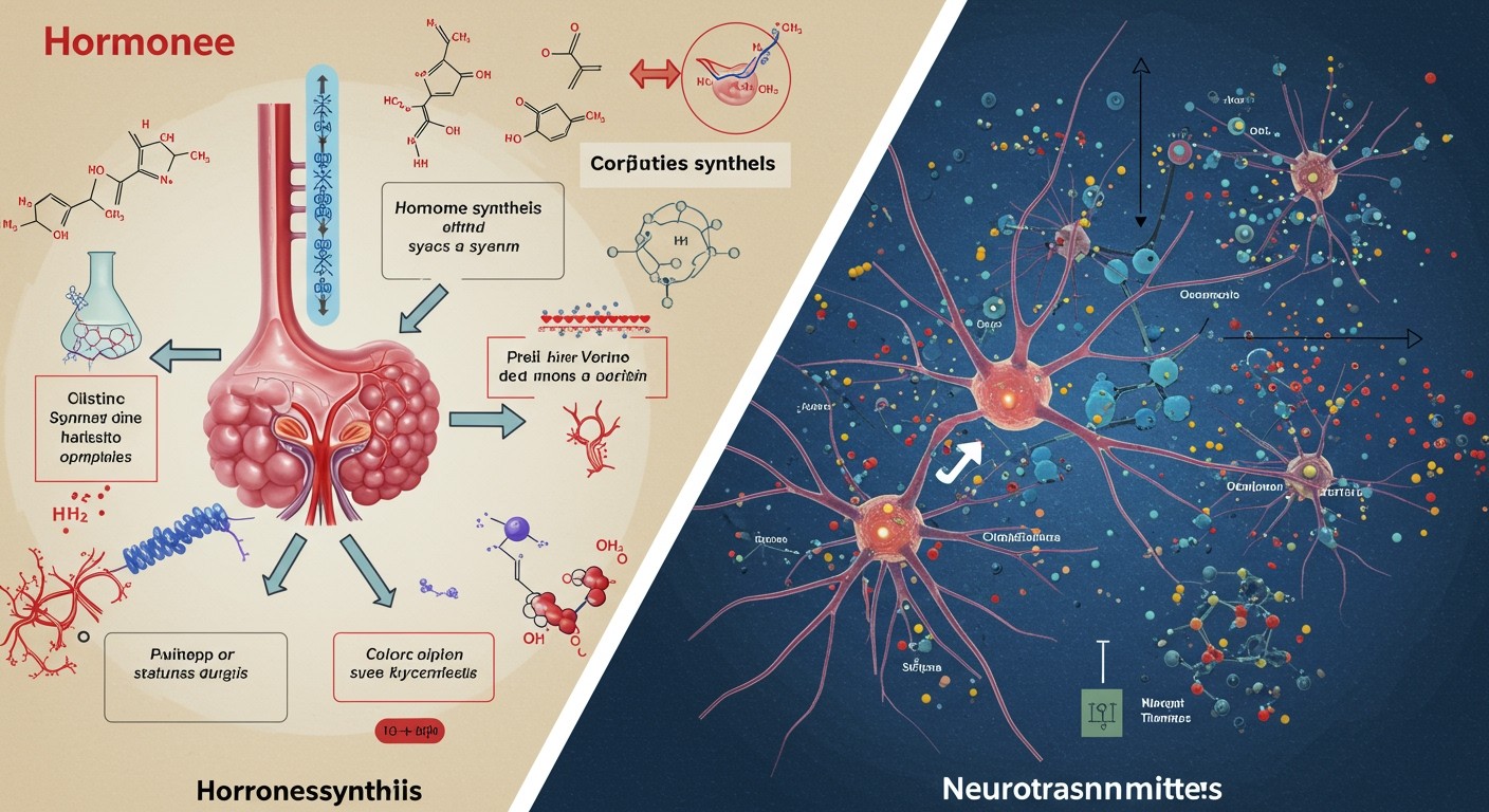 A hormonok a véráramba, míg a neurotranszmitterek szinapszisokba jutnak.