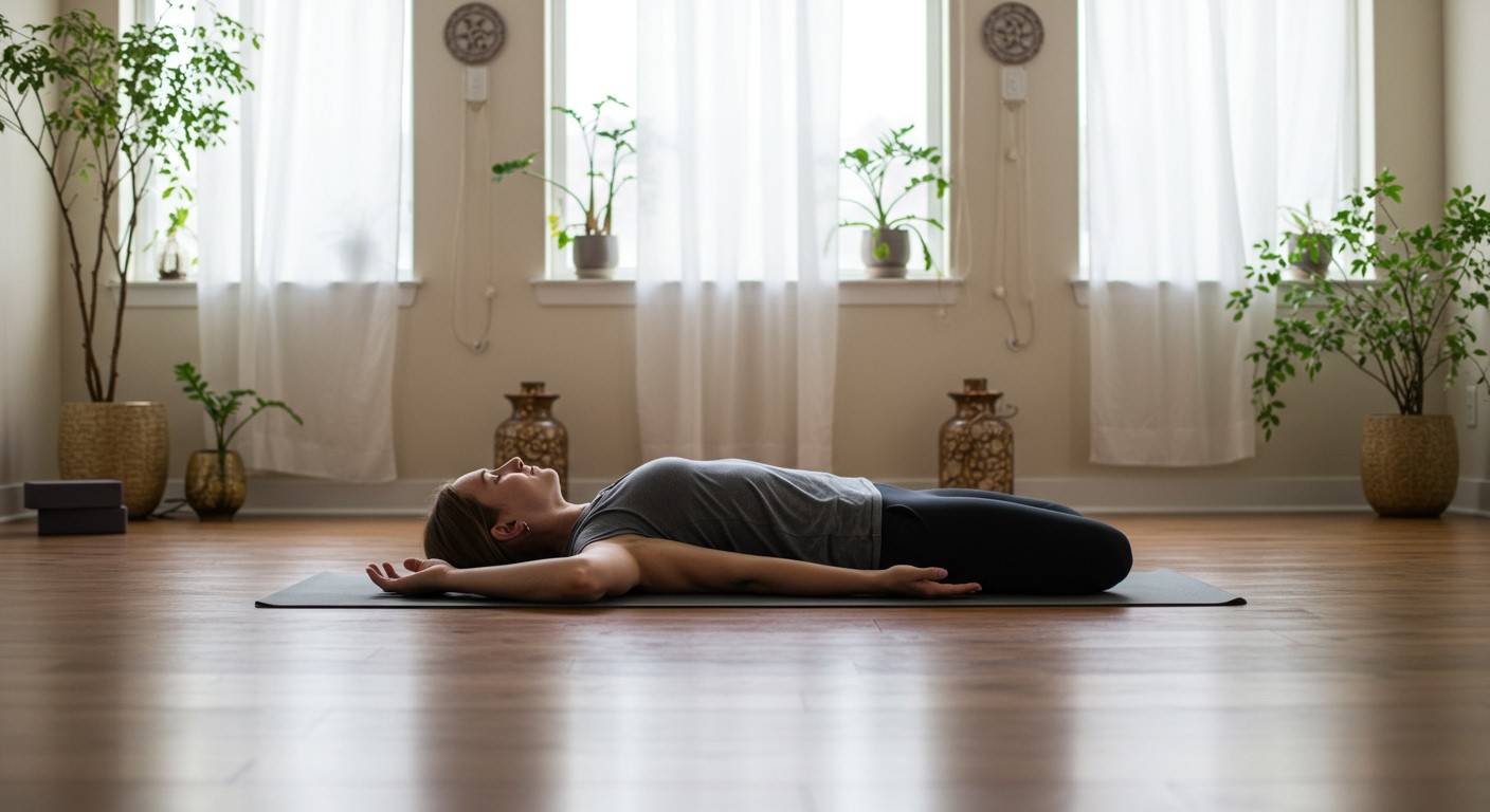 A Savasana segít csökkenteni a stresszt és szorongást.
