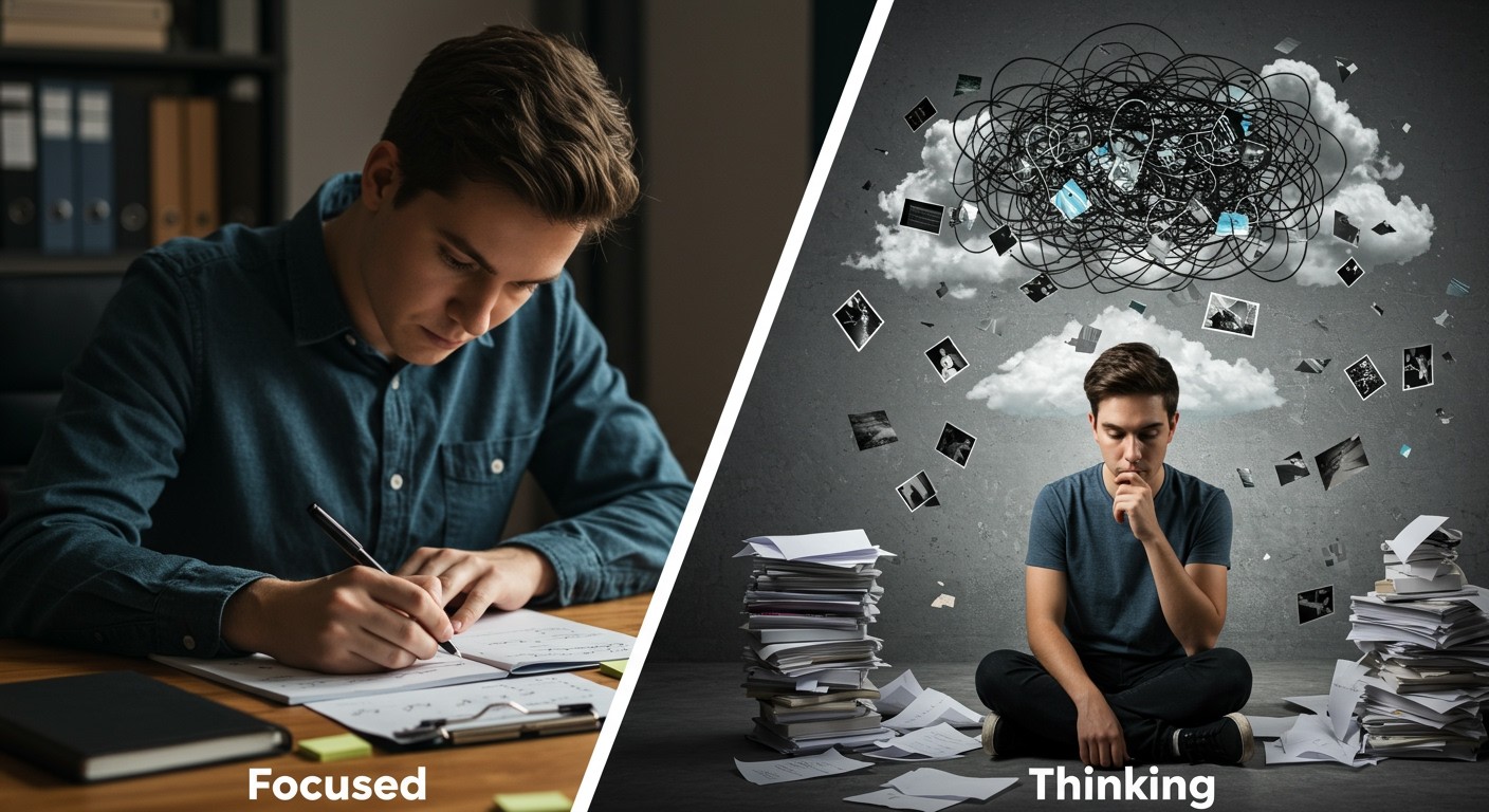 A mély gondolkodók célzottan, míg a túlgondolók szétszórtan gondolkodnak.