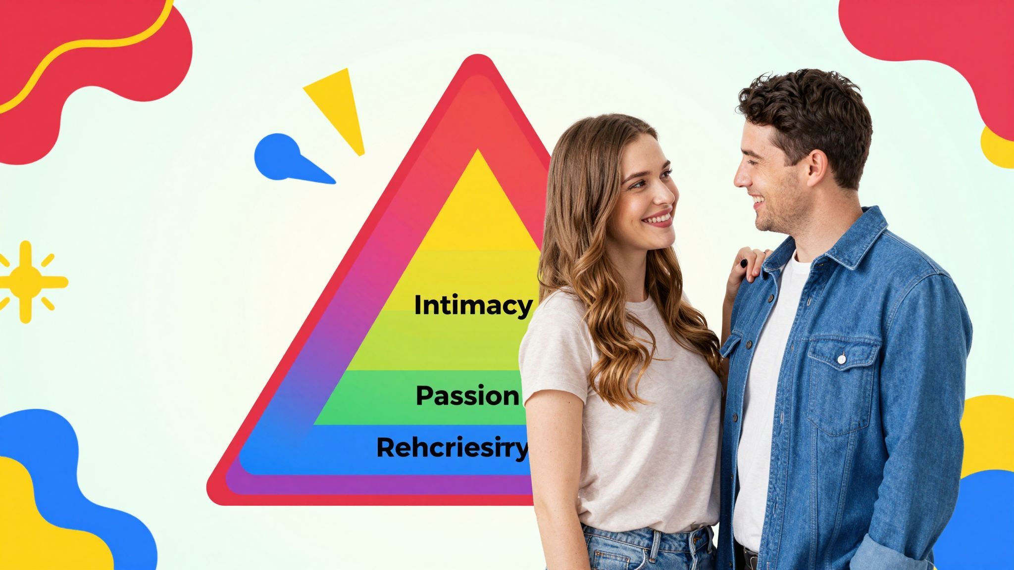 A háromszög csúcsai a szerelem három alapelemét képviselik.