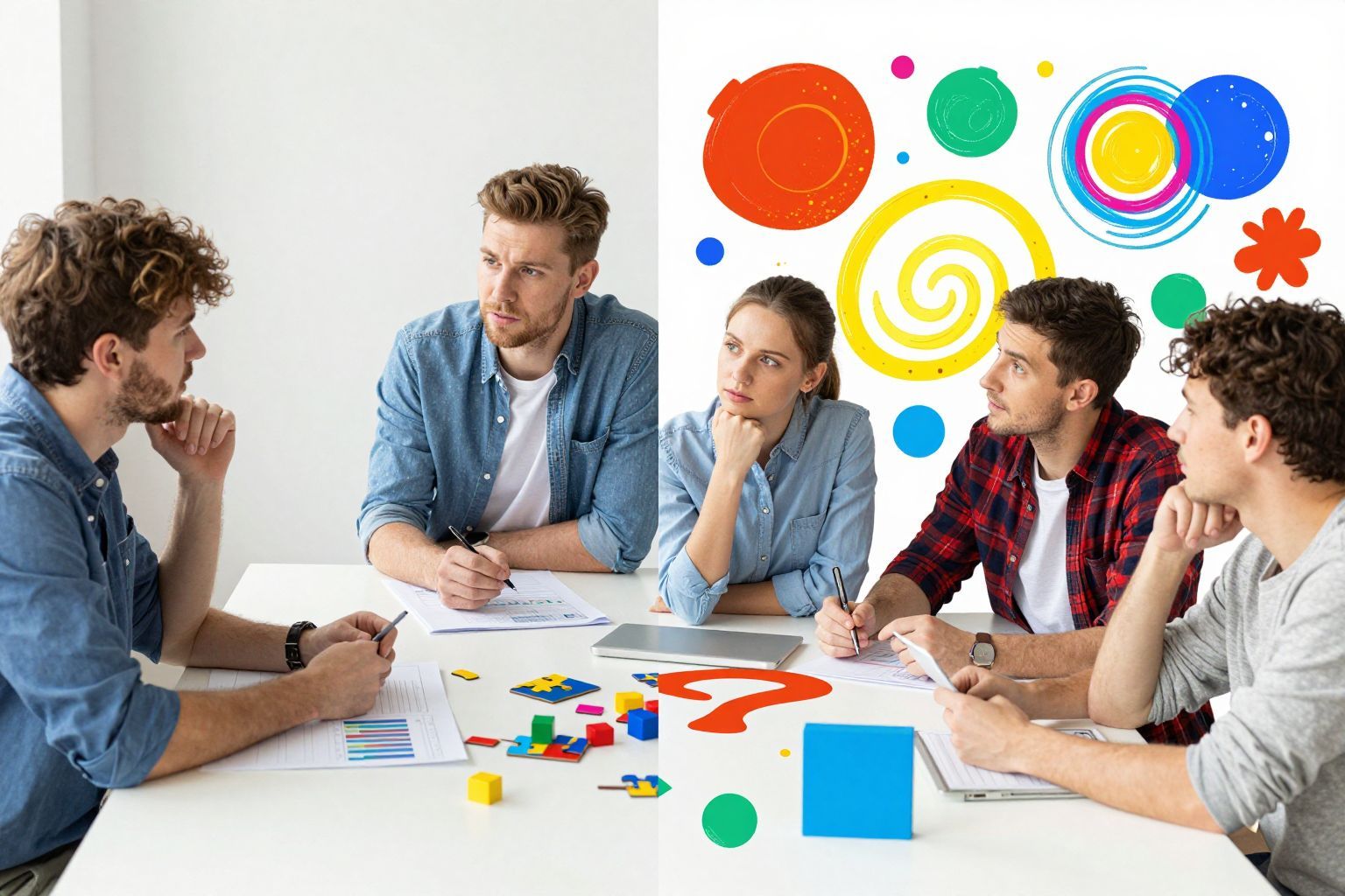 A konkrét gondolkodás a tényekre, az absztrakt az elképzelésekre fókuszál.