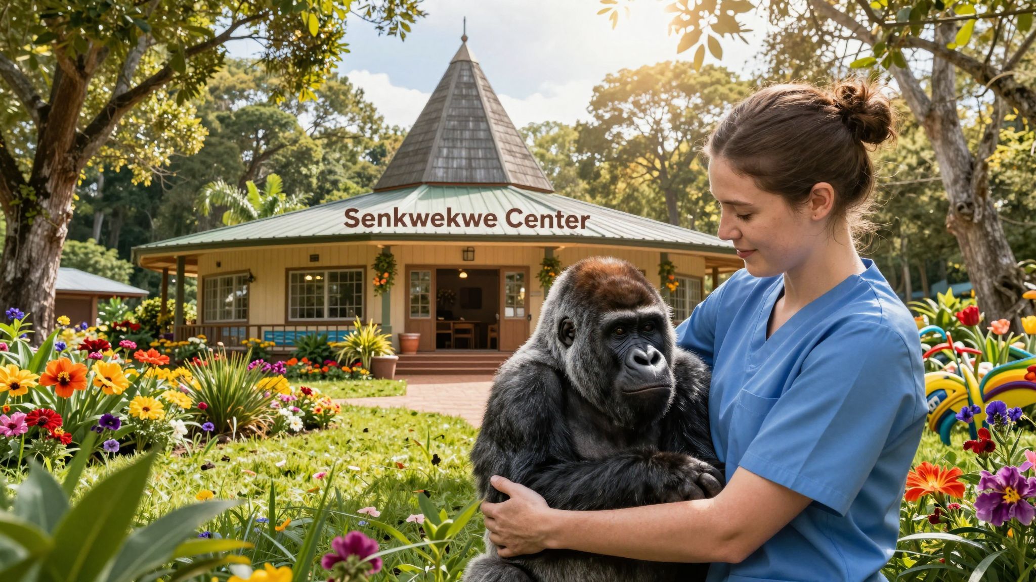 A Senkwekwe Központ segít az árván maradt gorilláknak.